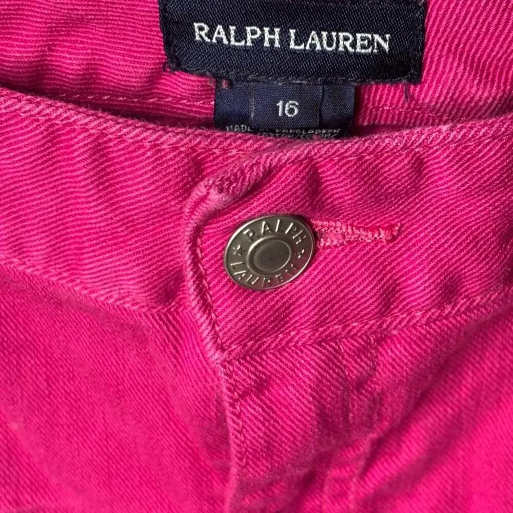 Ralph Lauren Girls Size 16 Bright Hot Pink Denim Pants Stretch Jeans